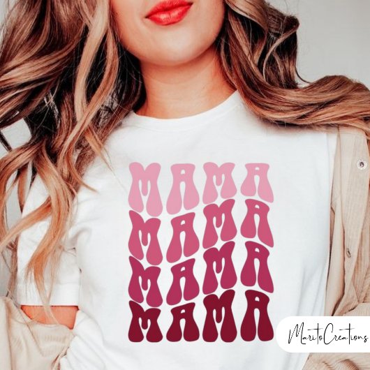 T-shirt Mama Retro Lettering, Wavy Text, Mother's Day