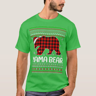 T-shirt Mama rouge Ours de Noël Pyjama correspondant Fami