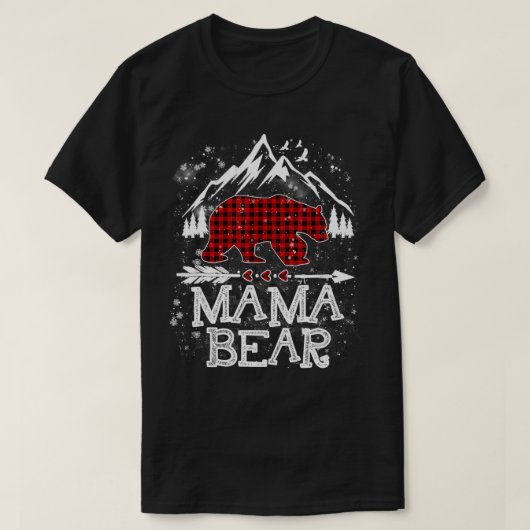 T-shirt Mama rouge Ours de Noël Pyjama correspondant Fami (Design devant)