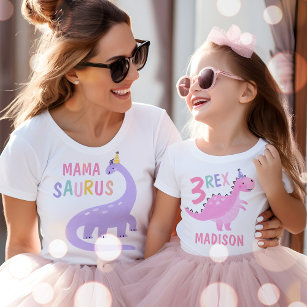 T-shirt Mama Saurus Maman De L'Anniversaire Fille Dinosaur