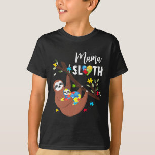 T-shirt Mama Sloth Puzzle Pièce Sensibilisation sur l'auti