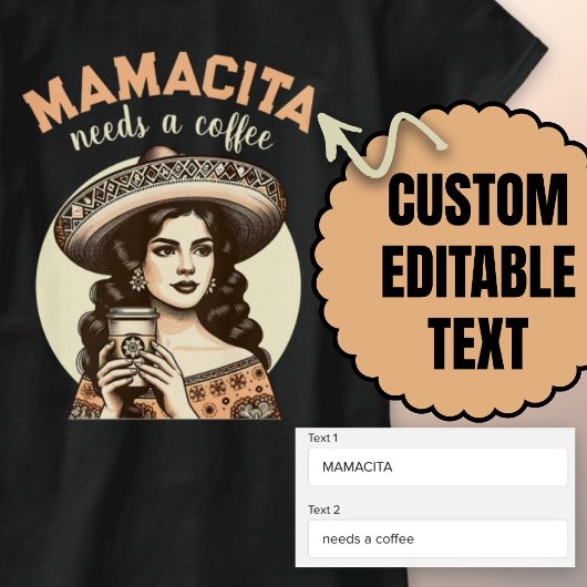 T-shirt mamacita a besoin d'un café rétro hispanique femme