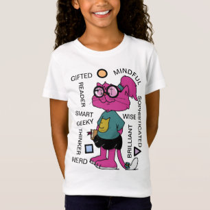 T-Shirt MAMAMACANZ ver de livre Chat rose