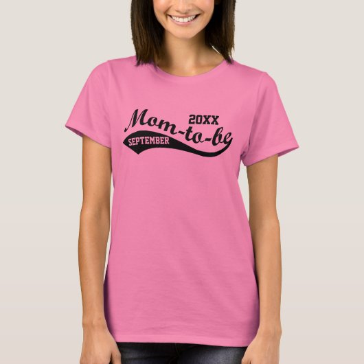 T-shirt Maman à être, Personnalisé Mois/Année Décontracté (Devant)