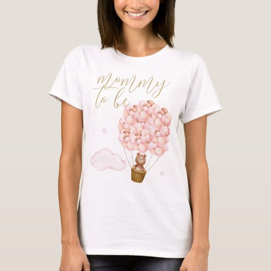 T-shirt Maman À Être Teddy Bear Balloons Rose (Devant)