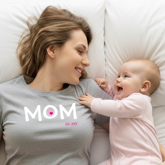 T-shirt Maman a Fondé un Double Cœur Rose Niché