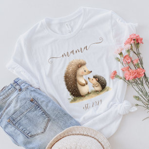 T-shirt Maman adorable hérissons aquarelle établis