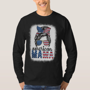 T-shirt Maman Américaine Fête du 14 juillet Chignon Décoif