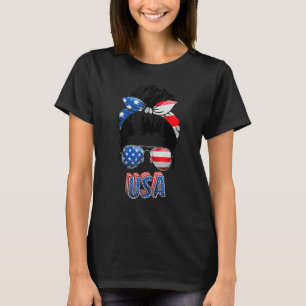 T-shirt Maman Américaine Vie Chignon En Désordre Femmes 4