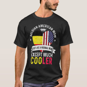 T-shirt Maman américano-belge Fête des mères Mama Drapeau