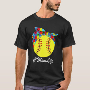 T-shirt Maman Autisme Softball Chignon En désordre Sensibi