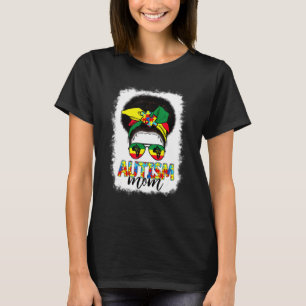 T-shirt Maman Autiste Nœud Méché Cheveux Noirs Fête des Mè
