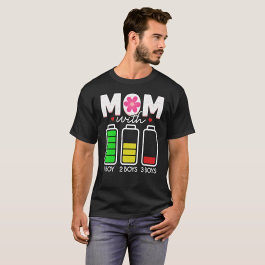 T-shirt Maman Avec Batterie De Trois Garçons Maman Vide Av (Devant entier)