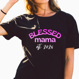 T-shirt Maman bénie Année d'établissement Dégradé Rose