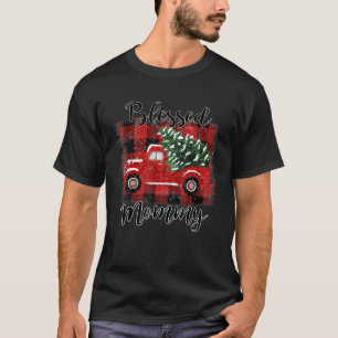 T-shirt Maman bénie camion rouge vintage arbre de Noël
