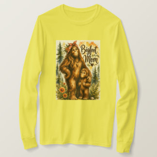 T-shirt Maman Bigfoot Aquarelle Forêt Sasquatch Maman Pour