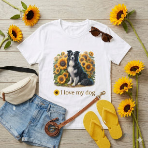 T-shirt Maman Border Collie à motif floral 