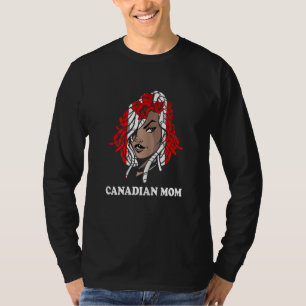 T-shirt Maman canadienne femme tresses cheveux drapeau can