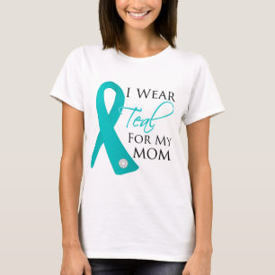 T-shirt Maman - Cancer de l'ovaire du ruban Turquoise