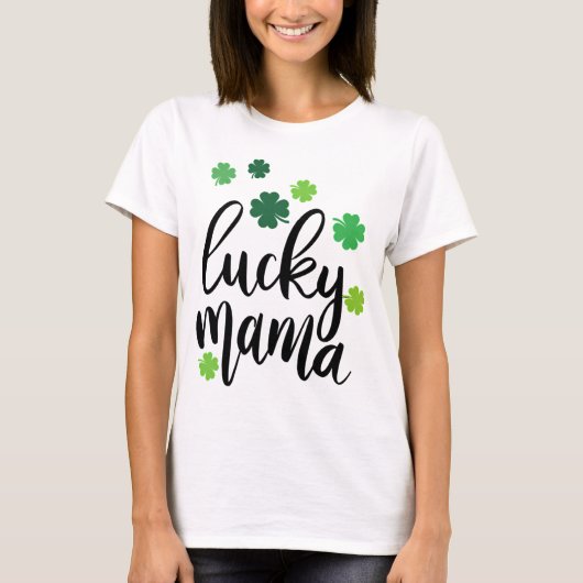 T-shirt Maman chanceuse de la Saint-Patrick (Devant)