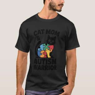 T-shirt Maman chat autiste guerrière de l'autisme Coloré S