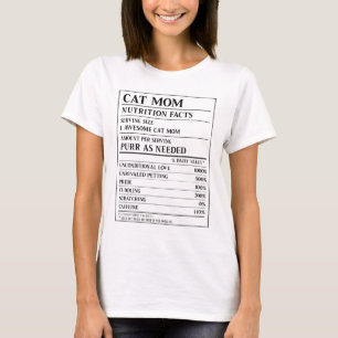 T-shirt Maman chat, faits nutritionnels amusants pour mama