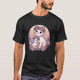 T-shirt Maman Chat Fleur Chatons