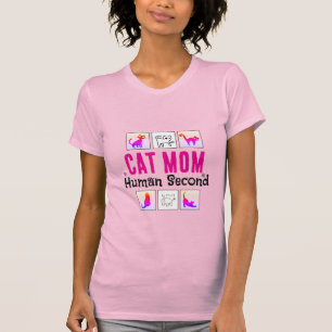 T-shirt Maman Chat Humain Deuxième Drôle Rose Amateur de C