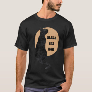 T-shirt Maman Chat Rétro Noir Amoureuse Animaux Minimalism