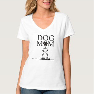T-shirt Maman Chien Assise Avec Croquis De Chien Fidèle
