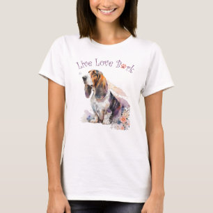 T-shirt Maman Chien Basset Hound Floral