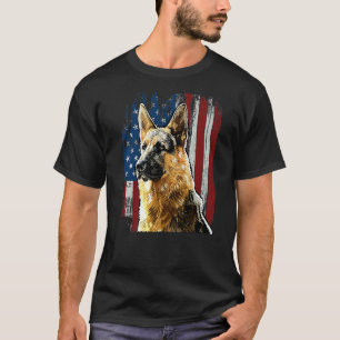 T-shirt Maman chien berger allemand drapeau américain rétr