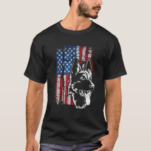 T-shirt Maman Chien Berger Allemand Patriotique Drapeau Am