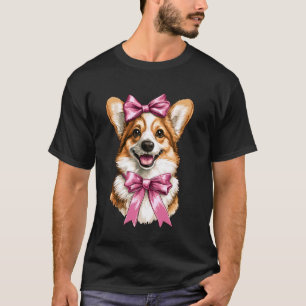 T-shirt Maman Chien Coquette Arc Welsh Corgi Fille Rose Fê