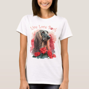 T-shirt Maman Chien Lévrier Afghan Floral