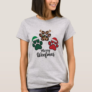 T-shirt Maman Chien Noël Joyeux Woofmas Amoureux des Chien