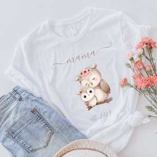T-shirt Maman Chouette Mignon Bohème Aquarelle