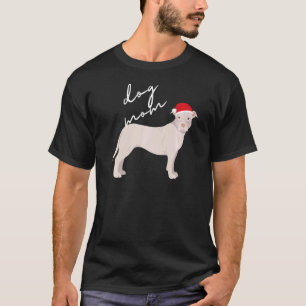 T-shirt Maman Chri de chien American Pit Bull Terrier blan