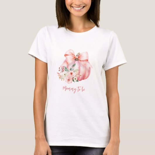 T-shirt Maman Citrouille rose mignonne (Devant)