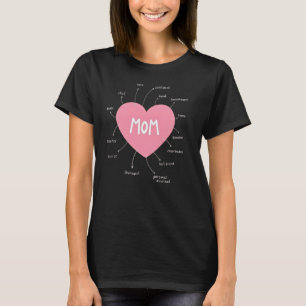 T-shirt MAMAN Cœur Plusieurs Rôles Fête des Mères