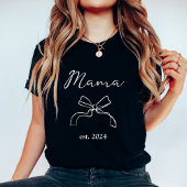 T-shirt Maman | Coquette White Bow et Script sur Black
