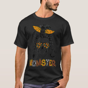 T-shirt Maman crâne Momster Messy Bun Lunettes Momster Hal