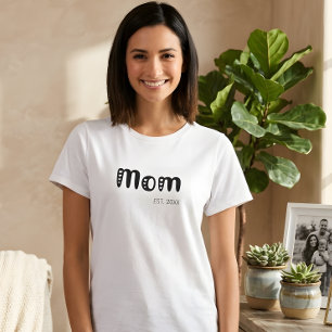 T-shirt Maman Cute Hearts écriture noire établie