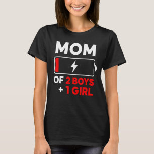 T-shirt Maman De 2 Garçons 1 Fille À Mères Jour Anniversai