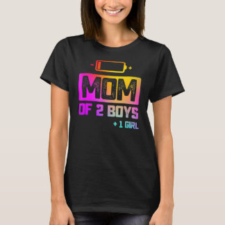 T-shirt Maman De 2 Garçons 1 Fille Batterie basse