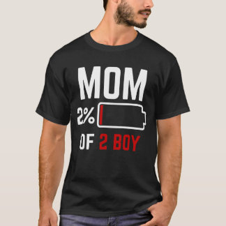 T-shirt Maman de 2 Garçons Batterie basse Anniversaire Gar
