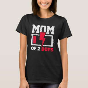 T-shirt Maman De 2 Garçons Batterie Faible Fier Fête des M