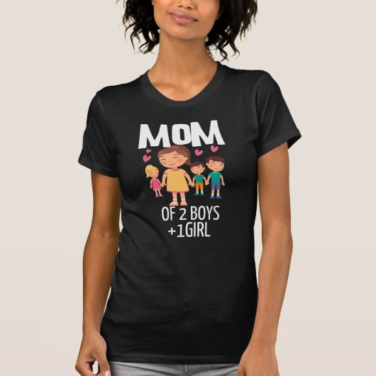 T-shirt Maman De 2 Garçons Et 1 Fille (Devant)