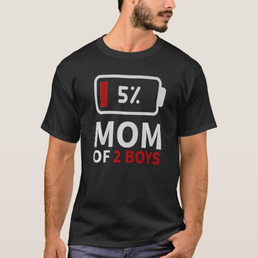 T-shirt Maman de 2 Garçons faible batterie fatigué maman f (Devant)