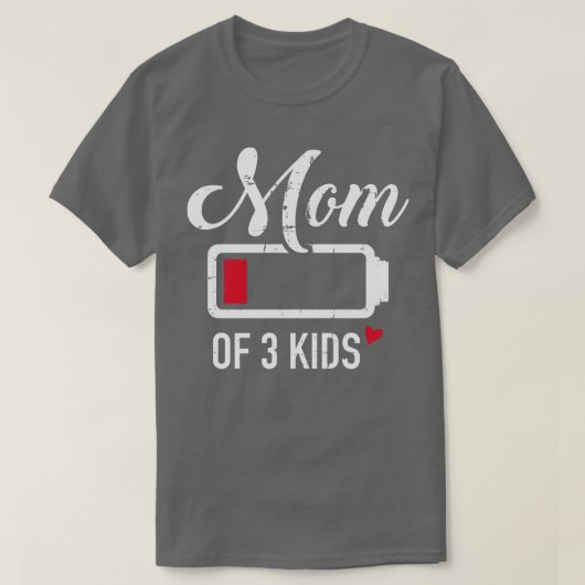 T-shirt Maman de 3 enfants batterie basse (Design devant)